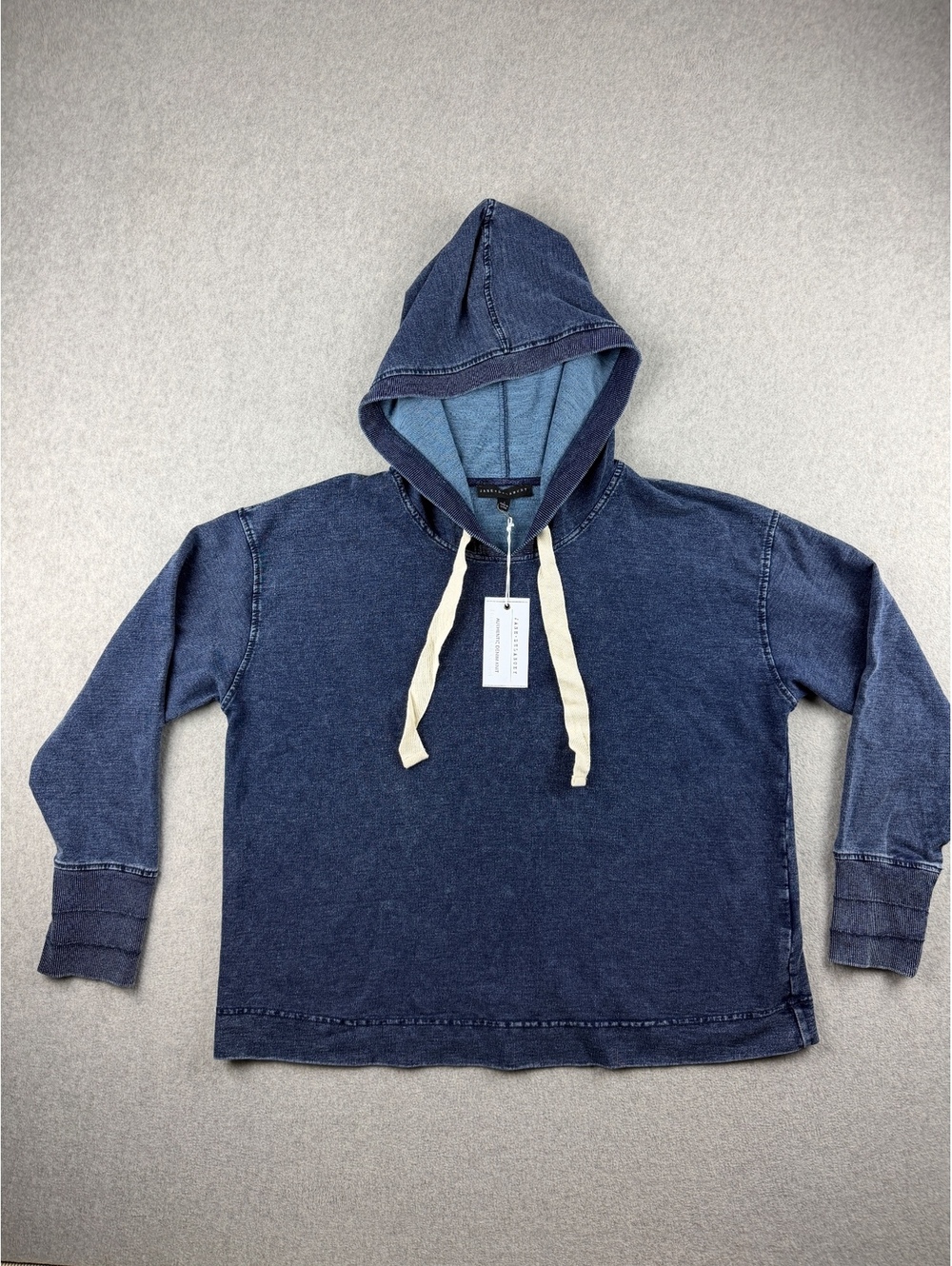 Jane + Delancey Indigo Mineral Wash Pullover Hoodie Womens L Blue NWT
